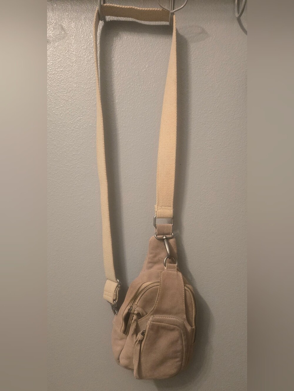 Free People Neutral Beige Crossbody Sling Bag